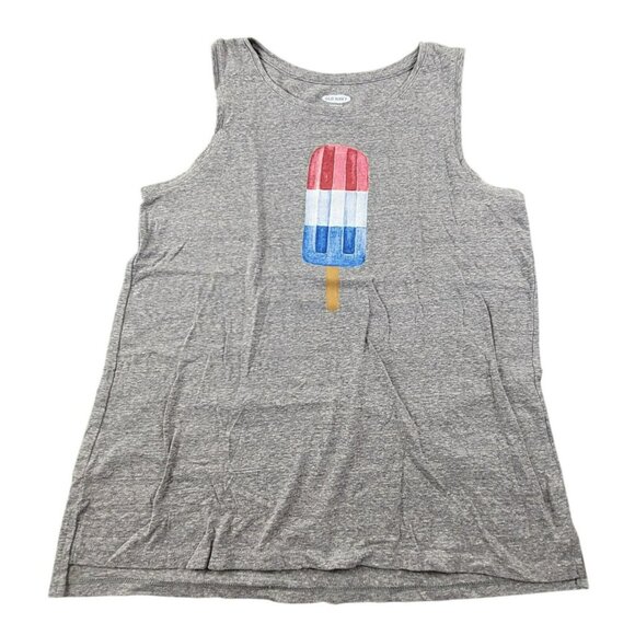 Old Navy Womens Gray Tank Top With Patriotic Popsicle Print JH1818 - Picture 1 of 6